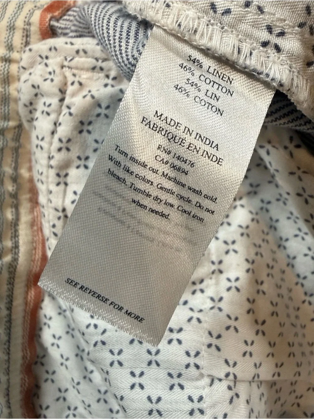 Faherty Brand Shorts Men’s Size 35 Blue White Stripe Linen Cotton Drawstring 9